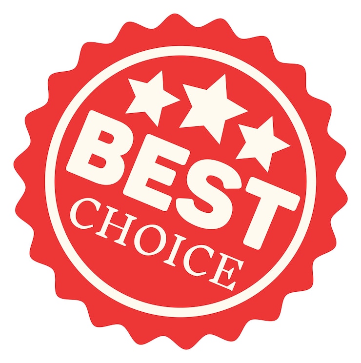 Vector beste keuze ronde badge rood premium label
