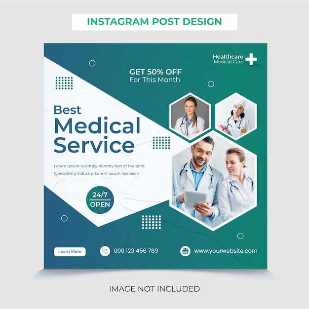 Beste medische zorg Instagram postsjabloon premium vector