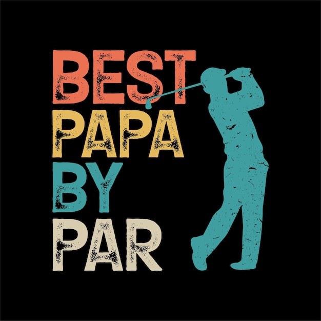 Beste Papa By Par tshirt Design Vector vintage, zwarte achtergrond