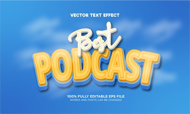 Vector beste podcast bewerkbare teksteffect