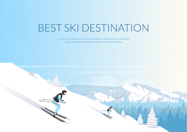 Beste ski-bestemming platte sjabloon voor spandoek