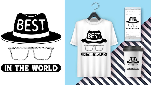 Vector beste vader ter wereld t-shirtontwerp