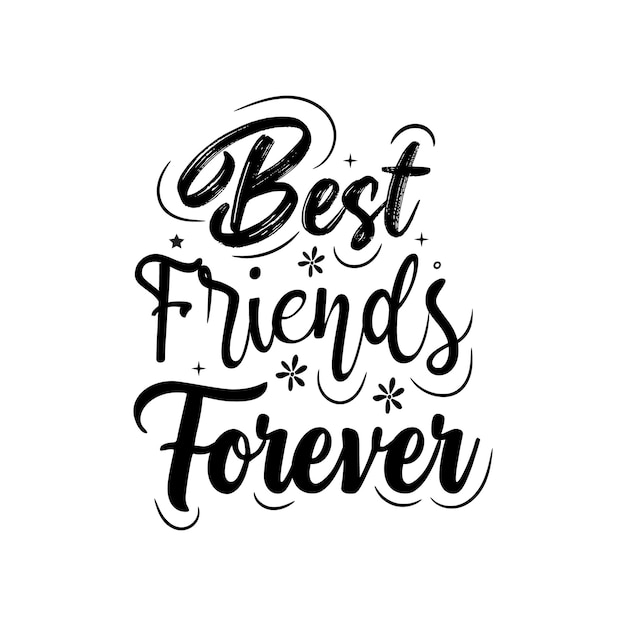 Vector beste vrienden voor altijd vriendschapsdag typografie citaten vectorillustraties met tekst en elementen
