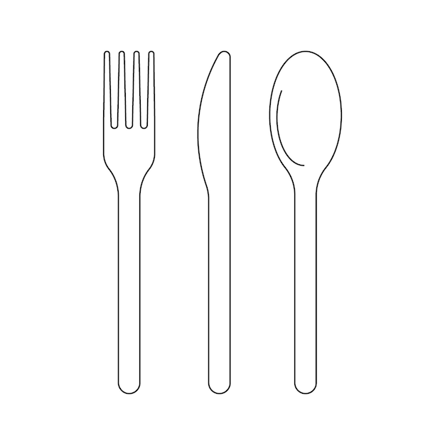 bestek vork mes en lepel voor eten icoon schets bestek voor lanch dish