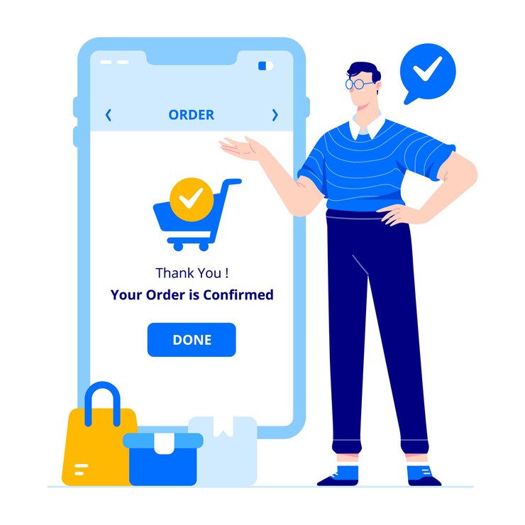 bestelling bevestigd concept illustratie