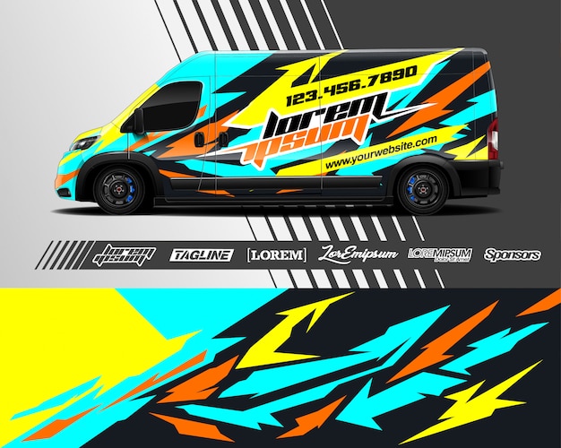 Bestelwagen wrap illustratie