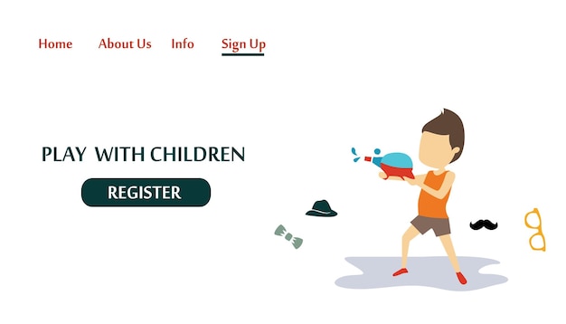 Bestemmingspagina spelen met kinderen, Kids Zone Modern vectorillustratieconcept voor websitesjabloon en mobiele websiteontwikkeling