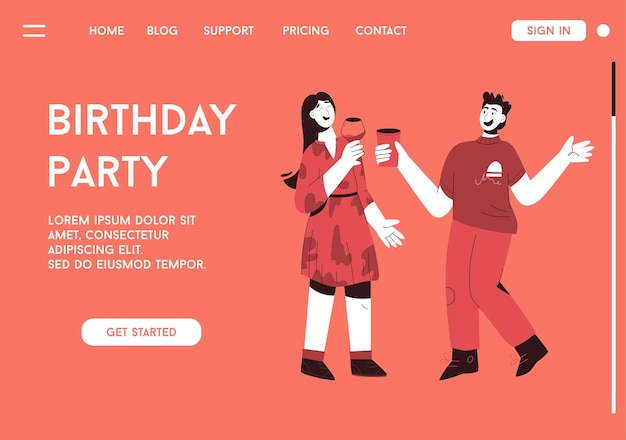 Bestemmingspagina van birthday party-concept