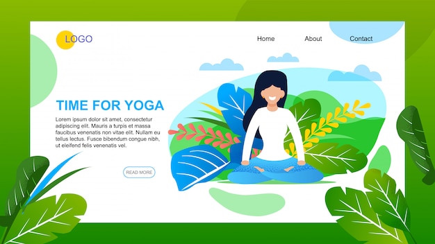 Bestemmingspagina websjabloon voor yoga, buiten activiteit op zomervakantie, vakanties