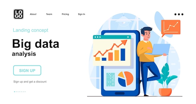 Bestemmingspaginasjabloon voor Big Data-analyse met karakter van mensen