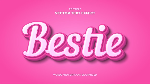 bestie bewerkbare 3D-teksteffect met roze kleur