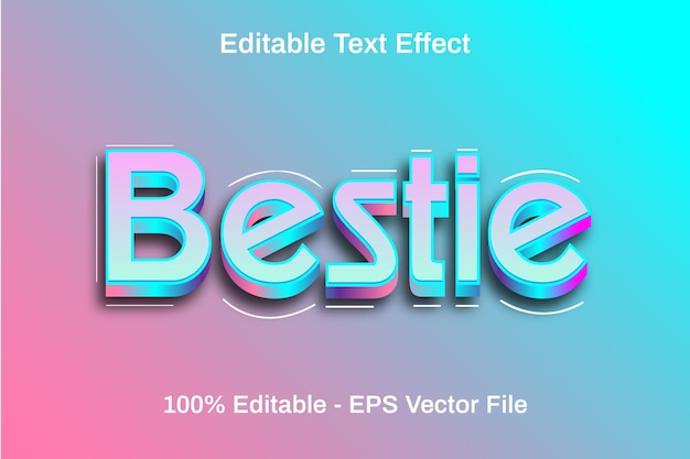 Текстовый эффект Bestie 3 D Emboss Gradient style Design