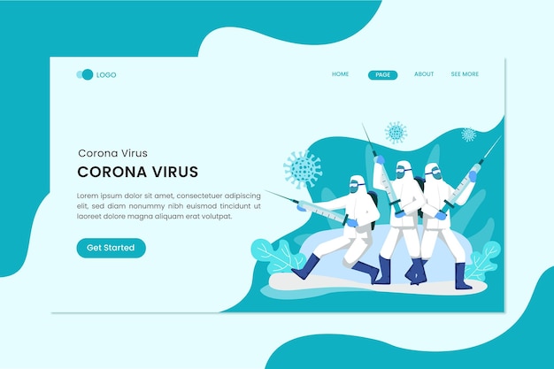 Bestrijd het virus Coronavirus platte concept bestemmingspagina sjabloon