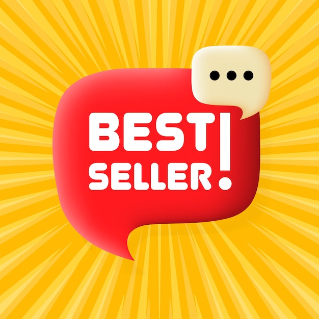 Bestseller tekstballon met Bestseller tekst Business concept 3d illustratie pop-art stijl Vector lijn pictogram voor Business en reclame