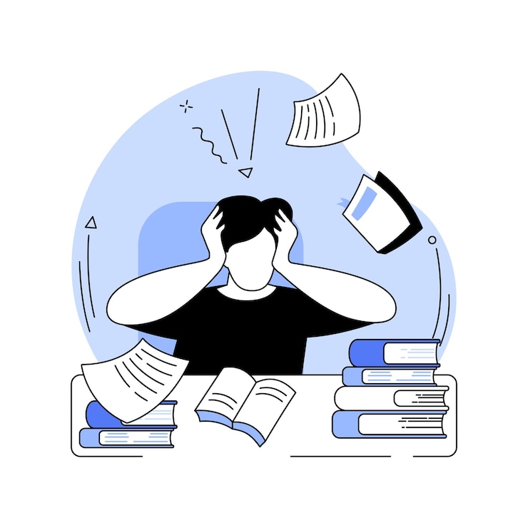 Vector bestudeer te veel geïsoleerde cartoon vectorillustraties