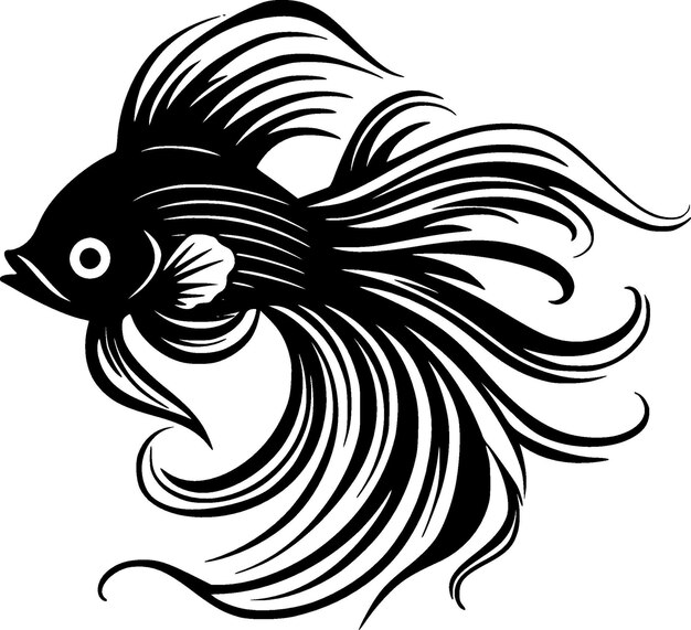 Vector beta fish black and white isolated icon vector illustration