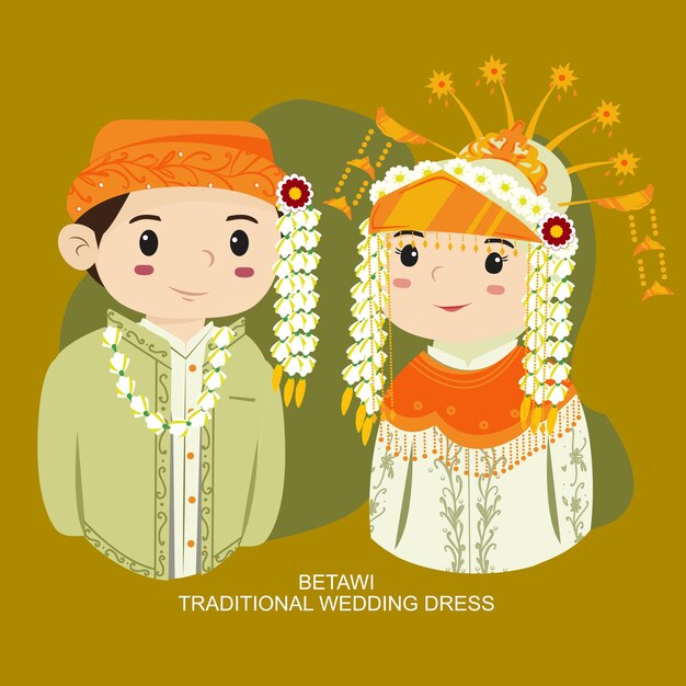 Vector betawi hijab wedding dress