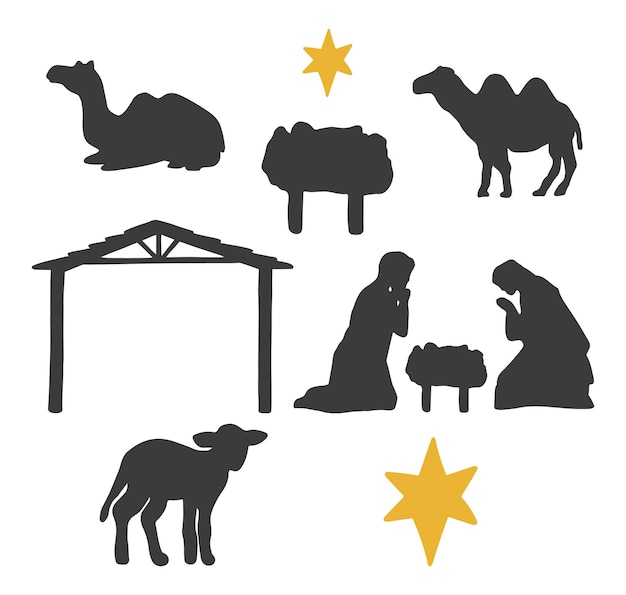 Bethlehem vector set Bethlehem Christmas elements Christmas nativity silhouette Nativity set