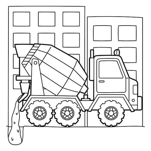 Vector betonmixer kleurplaat