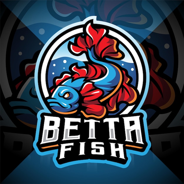 Betta pesce esport logo mascotte