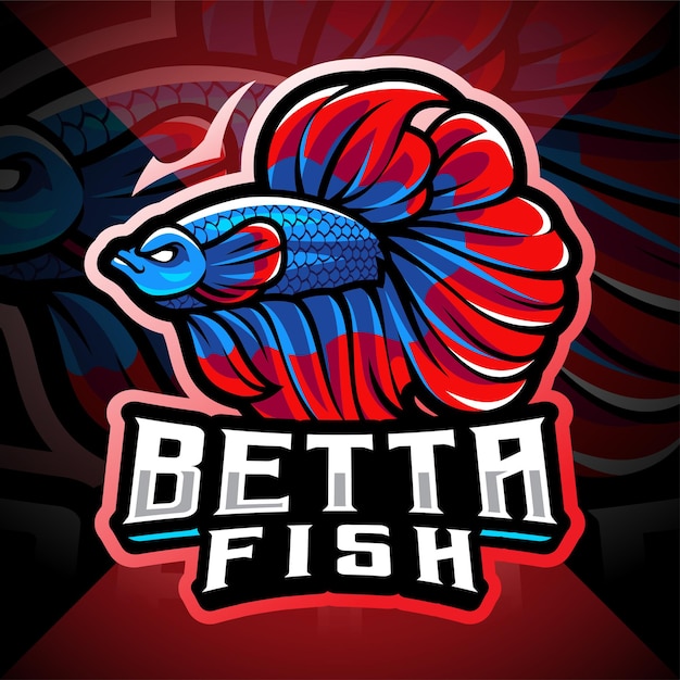 Betta pesce esport logo mascotte