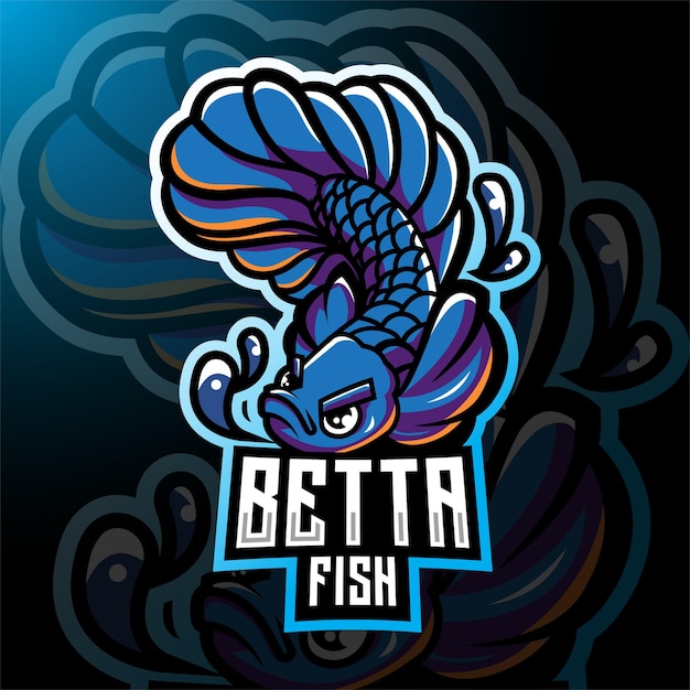 Betta fish esport mascot logo