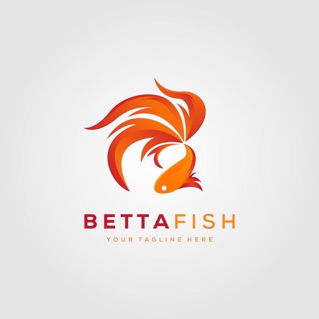 Betta fish fire modern logo illustration design