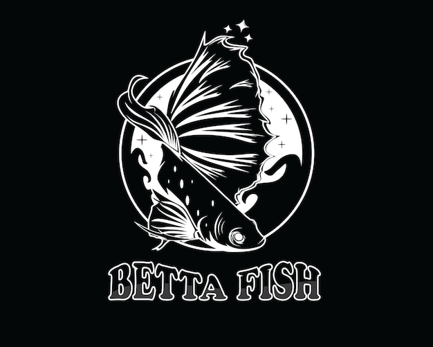 Betta pesce logo design illustrazione vettoriale