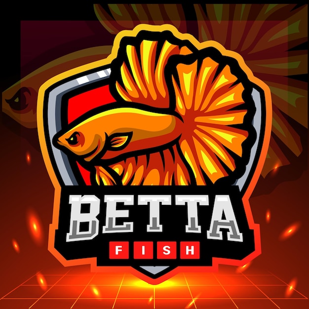 Betta fish mascot esport logo design