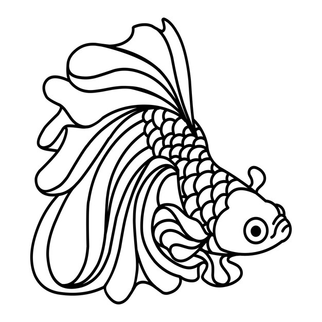 Betta fish a mascot logo line art