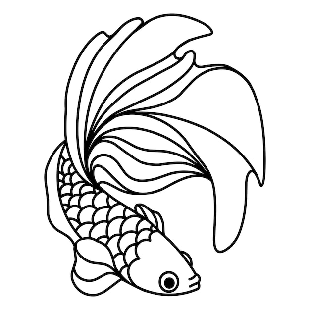 Betta fish a mascot logo line art