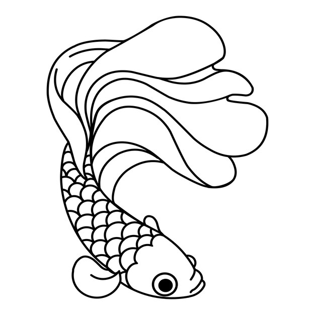 Vettore betta pesce una mascotte logo line art