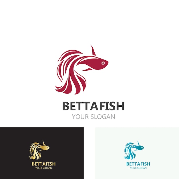Betta 물고기 현대 로고 스타일 디자인 벡터 이미지