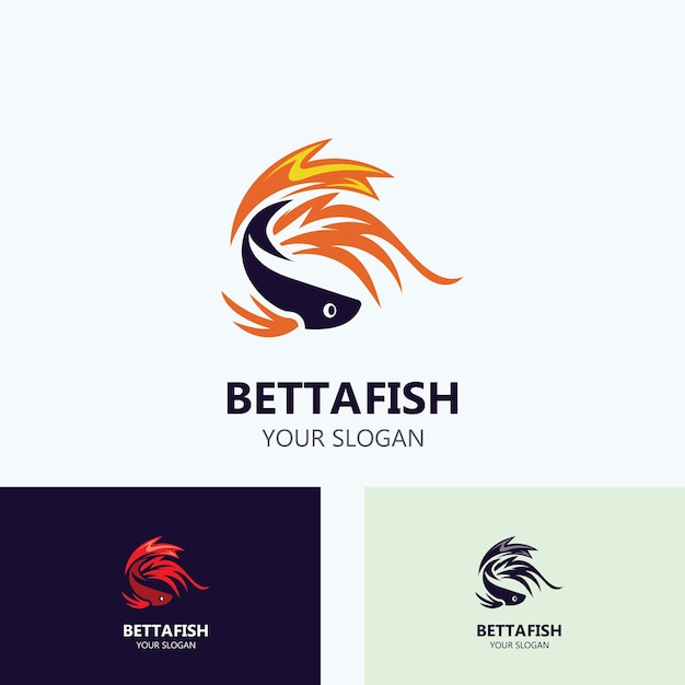 Betta 물고기 현대 로고 스타일 디자인 벡터 이미지