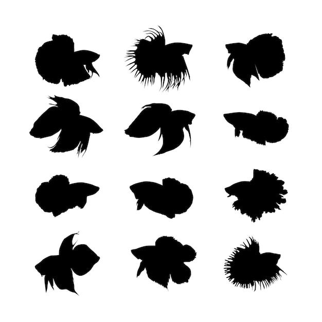 Betta fish silhouette set