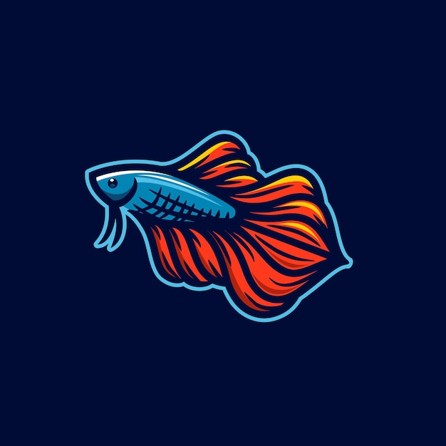 Premium Vector  Betta fish vector beautiful red and blue betta fish fighter  guppy logo mascot design vector esport
