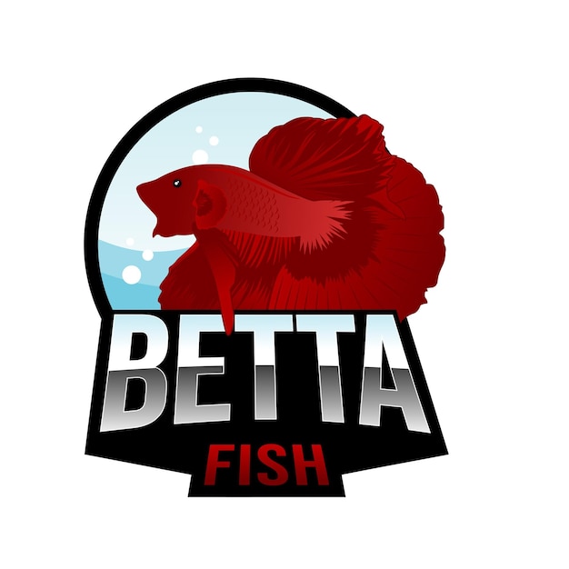 Betta Red Halfmoon Logo Vector Illustration