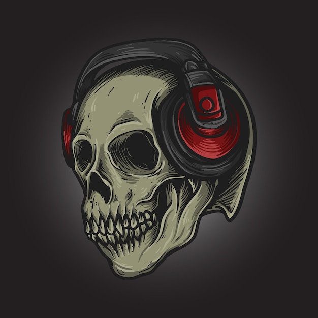 Betta skull with headphones artwork illustration