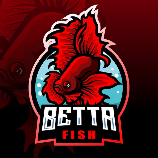 Betta vis mascotte esport logo ontwerp