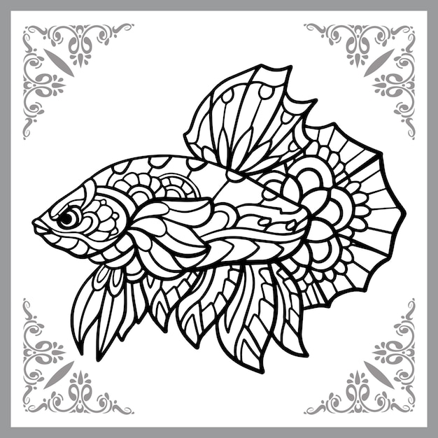 Betta vis zentangle kunsten geïsoleerd op een witte achtergrond