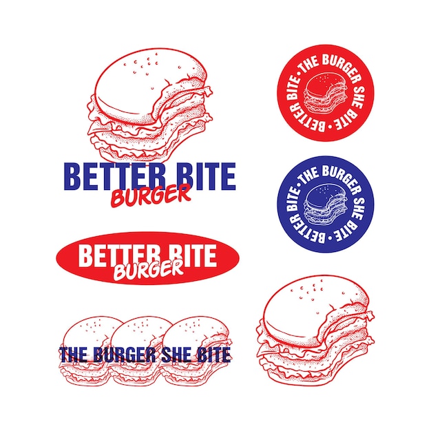 Vector better bite burger logo branding template