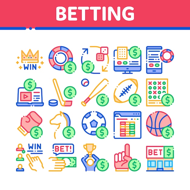 Betting and gambling collection icons set