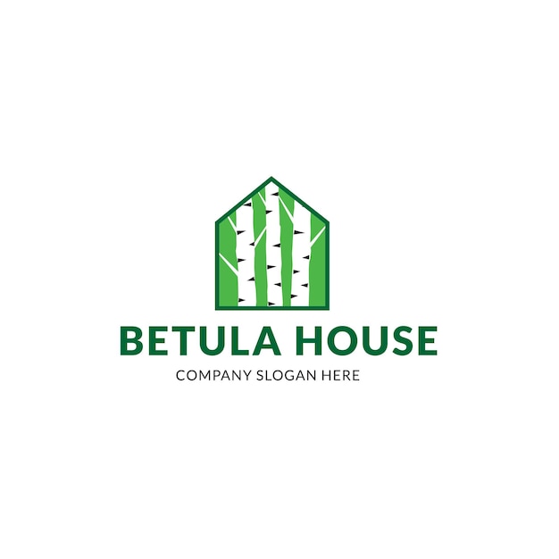 Vector betula house green logo design concept