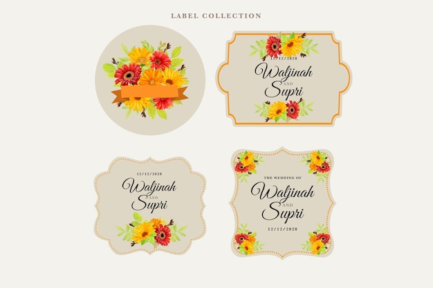 Beuatiful watercolor floral label in vintage style