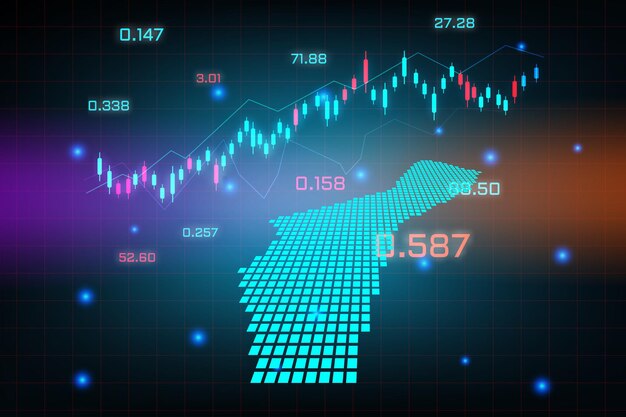 Beursachtergrond of forex trading zakelijke grafiekgrafiek voor financieel investeringsconcept guam-kaart.