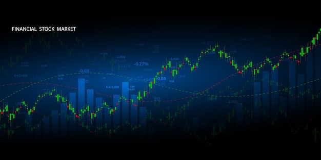 Beursgrafiek of forex trading-grafiek voor zakelijke en financiële conceptenrapporten en investeringen op donkere achtergrond vectorillustratie