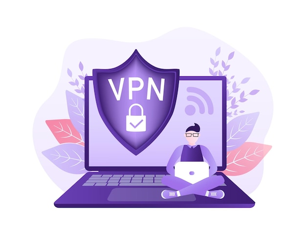 Beveiligd vpn-verbindingsconcept overzicht van virtuele privénetwerkconnectiviteit veiligheid internet