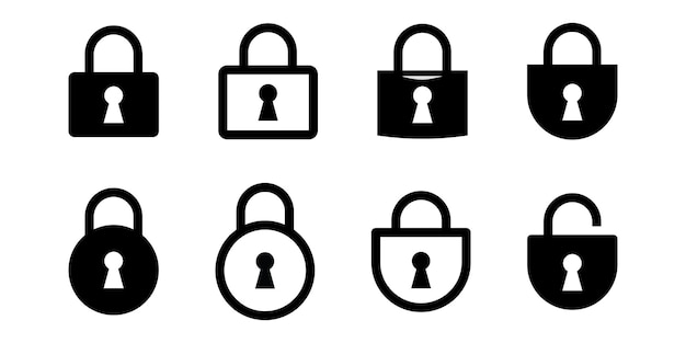 Beveiligingsslot Icons Set op witte achtergrond vector illustratie