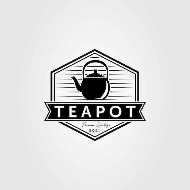 飲料カフェとお茶のティーポットのロゴのベクトルイラストデザイン