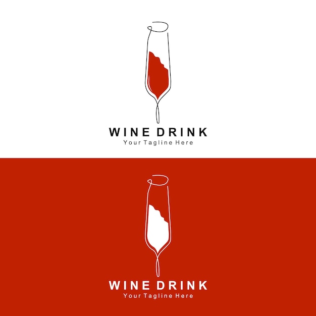 Beverage Wine Logo Design Glass Illustration Alcohol Drink Bottle Company Product Vector